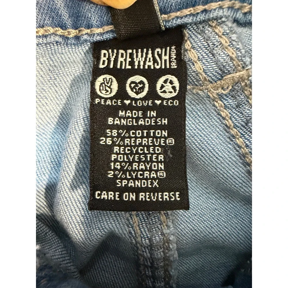 Rewash Peace Love Eco High Rise Flare Jeans Light Wash Frayed Hem Size 5 27